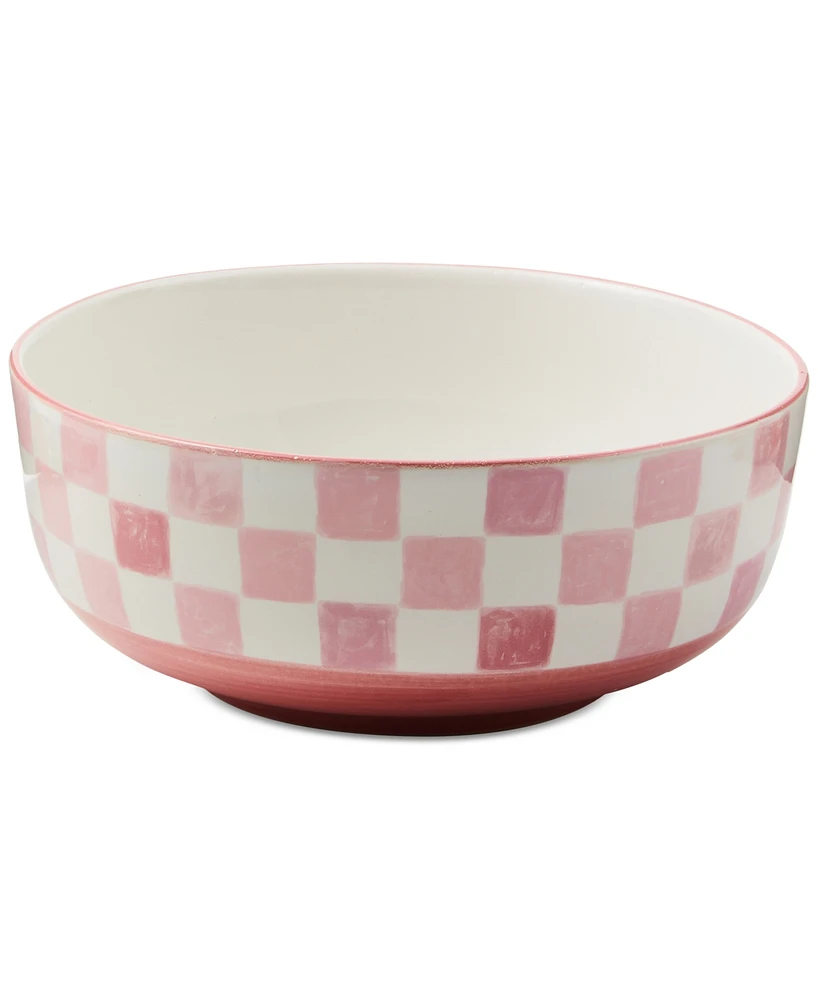 MacKenzie-Childs Pink Check Serving Bowl, 112-oz.