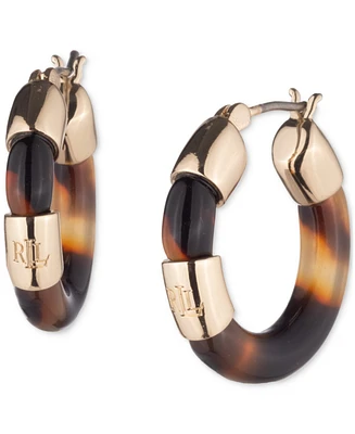 Lauren Ralph Lauren Gold-Tone Tortoise Shell Look Huggie Hoop Earrings, 0.85"