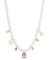 Lauren Ralph Lauren Gold-Tone Imitation Pearl & Stone Dangle 16" Collar Necklace