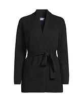 Lands' End Women's Fine Gauge Milano Belted Long Line Cardigan Sweater