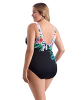 Longitude by Mimi Flamingo Just Shine Scoopback Highneck One Piece Swimsuit