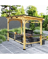 Outsunny 13' x 6' Wooden Grill Gazebo, Hardtop Outdoor Bbq Gazebo, Natural