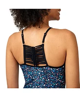 Free Country Women's High Neck Macrame Back Tankini Top