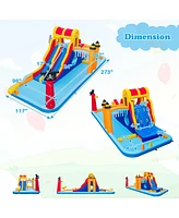 6-In-1 Inflatable Water Slide with Dual Slides and Cave Crawling Game without Blower