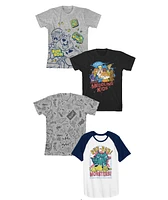 Scooby Doo Boys Ruh-Roh 4pk Crew Neck Short Sleeve Youth Tees-xxl