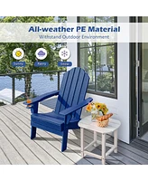 Gymax Patiojoy Folding Patio Adirondack Chair Weather Resistant Cup Holder Yard