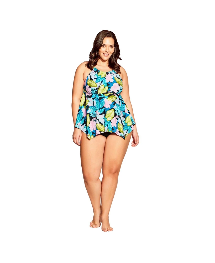 Avenue Plus Hanki Print Tankini Top