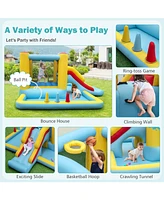 Inflatable Bounce House 7-in-1 Bouncy Castle with Slide and Tunnel without Blower