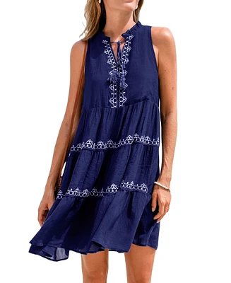 Women's Desert Moon Blue Mini Beach Dress