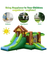 Kids Inflatable Jungle Bounce House Castle with Carry Bag Fun Outdoor Playset