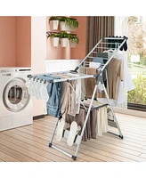 2-Layer Folding Clothes Drying Rack with 5-Level Adjustable Height