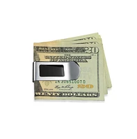 Bling Jewelry Two Tone Black Enamel Money Clip Card Holder for Men Stainless Steel