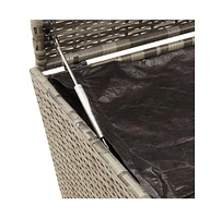 Garden Storage Box with Wheels Gray 50.2 Gal Poly Rattan