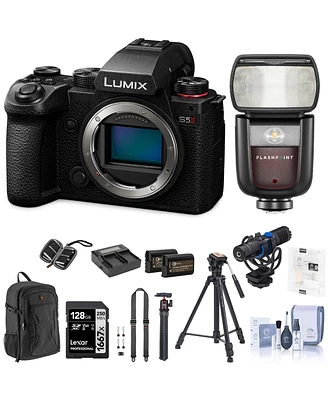 Panasonic Lumix S5II Mirrorless Camera Bundle with Speedlight, 128GB Sd Card, Backpack, 2x Battery, Dual Charger, Strap, Aluminum Tripod, Mic, Octopus