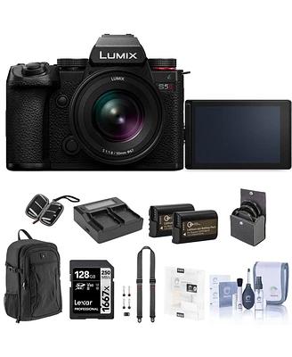 Panasonic Lumix S5II Mirrorless Camera with Lumix S 20-60mm f/3.5-5.6 Lens Bundle with 128GB Sd Card, Backpack, 2x Battery, Dual Charger, Strap, Scree
