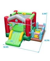 4-in-1 Inflatable Bounce House with Slide and Basketball Hoop Fun Outdoor Playset for Kids