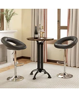 Height Adjustable Bar Stools Set of 2 with Hollow Back and Footrest