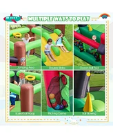 6-in-1 Inflatable Bounce House with Double Slides without 735W Blower