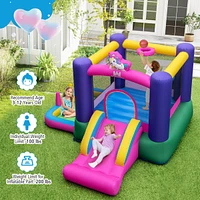 Inflatable Bounce House Kids 6-in-1 Jumping Castle with Slide Ball Pit with 480W Blower