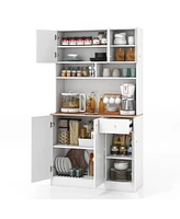 Pantry Cabinet with Built-in Outlets for Convenient Dining Room Storage
