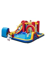 7 in 1 Outdoor Inflatable Bounce House with Water Slides and Splash Pools without Blower