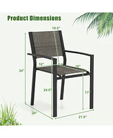 Gymax Patio Chair Set of 6 w/Breathable Fabric Seat & Heavy-Duty Metal Frame Armchairs