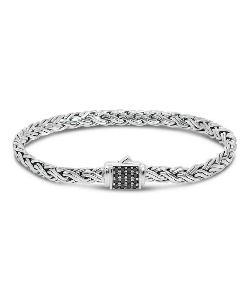 Black Spinel & Sterling Silver Paddy Oval 5mm Chain Bracelet, Large 8.0 in