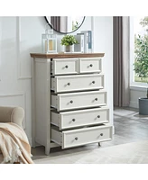 Modern 6-Drawer Dresser, Living Room Storage Cabinet, Farmhouse Organizer