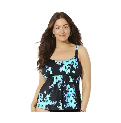 Swimsuits for All Plus Flared Tankini Top