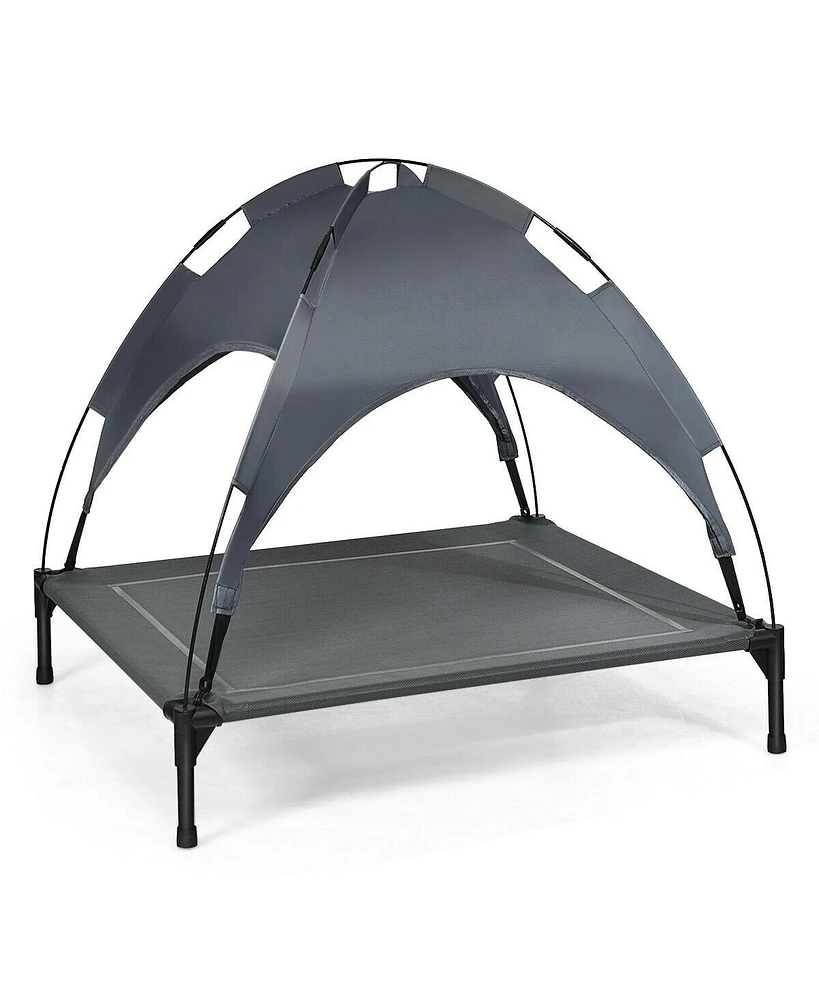 Portable Elevated Outdoor Pet Bed with Removable Canopy Shade