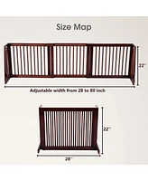 Folding Adjustable Free Standing 3 Panel Wood Fence