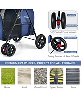 4-in-1 Double Pet Stroller with Detachable Carrier and Travel Carriage