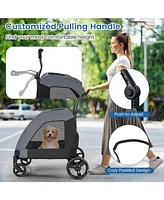 4 Wheels Extra Large Dog Stroller Foldable Pet Stroller with Dual Entry