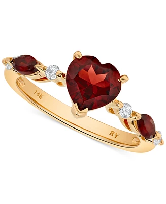 Garnet (1-7/8 ct. t.w.) & Diamond (1/10 ct. tw.) Heart Ring in 14k Gold
