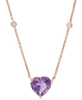 Amethyst (3 ct. t.w.) & Diamond (1/10 ct. t.w.) 17" Pendant Necklace in 14k Rose Gold