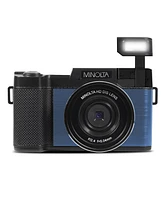Minolta MND30 30MP 2.7K Qhd 3.0" Lcd Screen Digital Camera, Blue, With micro Sd Card and Slinger Camera Bag