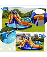 Inflatable Bouncy House with Slide and Splash Pool without Blower