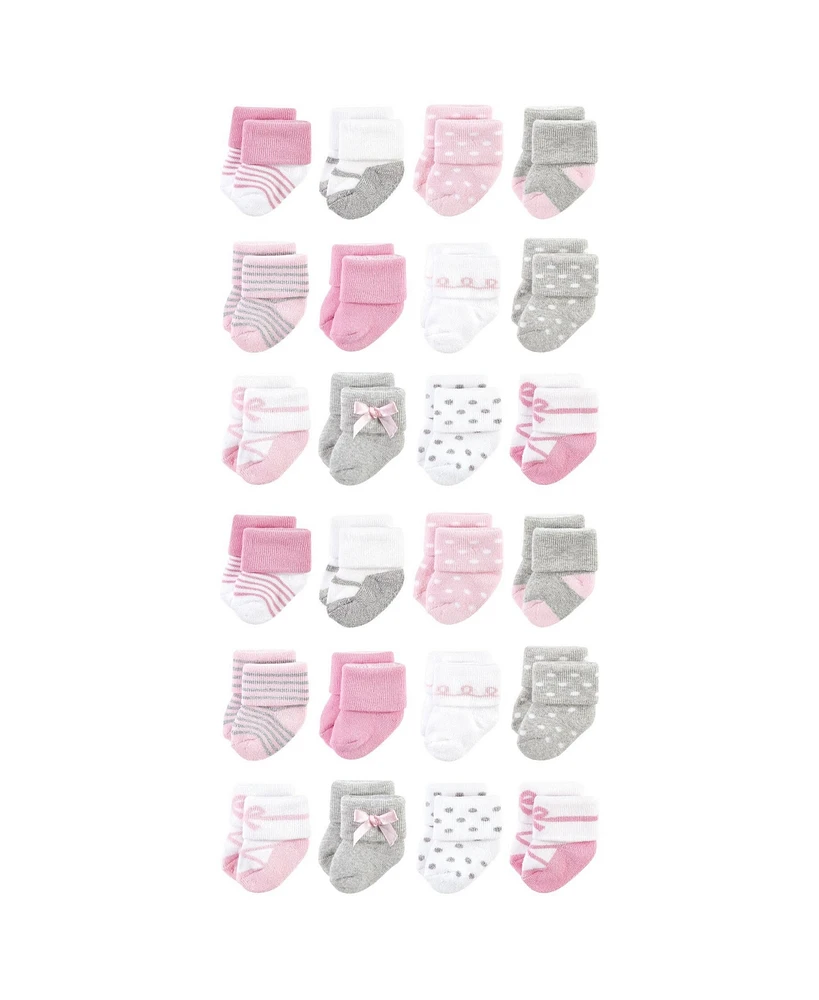 Little Treasure Baby Cotton Rich Terry Socks 24-Pack, Ballerina, 0-6 Months