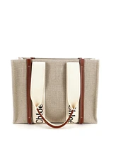 Pre-Owned Chloe Medium Woody Tote Canvas with Leather