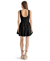 Steve Madden Women's Palermo Mixed-Media Bubble-Hem Fit & Flare Dress