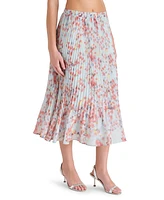 Steve Madden Women's Raina Printed Pleated Midi Skirt
