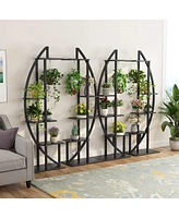 Tribesigns 5-Tier Plant Stand Pack of 2, Multi-Purpose Curved Display Shelf Bonsai Flower Rack for Indoor Garden, Balcony