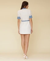 Avec Les Filles Women's Belted Denim-Trim Shirtdress