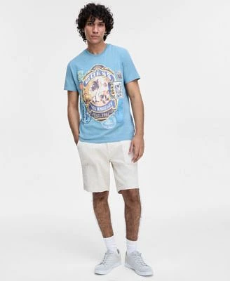 Guess Mens World Stamp T Shirt Herringbone Utility Shorts