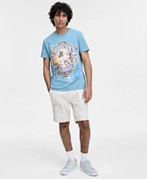 Guess Mens World Stamp T Shirt Herringbone Utility Shorts