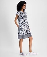 Tommy Hilfiger Women's Floral-Print Linen-Blend Shirt Dress