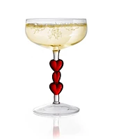 Qualia Glass Red Heart Stemmed Coupe Glasses, Set of 2