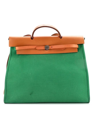 Pre-Owned Hermes 39 Herbag Zip Leather and Toile