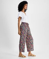 Tommy Hilfiger Women's Floral-Print Wide-Leg Pull-On Pants