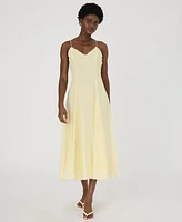 French Connection Women's Raya Butter Yellow Chiffon Ruffle-Neck Dress